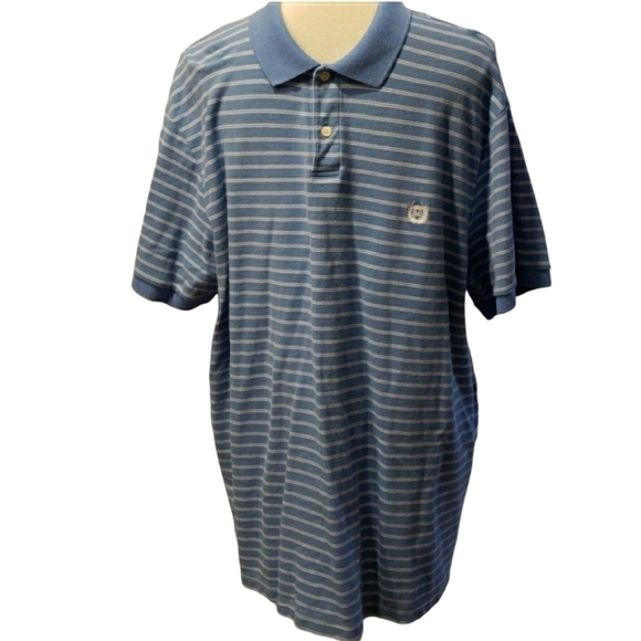 Chaps XXL 100% Cotton Striped Polo Shirt Lt Blue - Picture 1 of 8